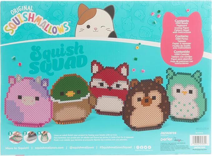 Perler Squishmallows Fused Bead Activity Kit with 5 Unique Patterns, Finished Project Sizes Vary, Multicolor 4393 Pieces