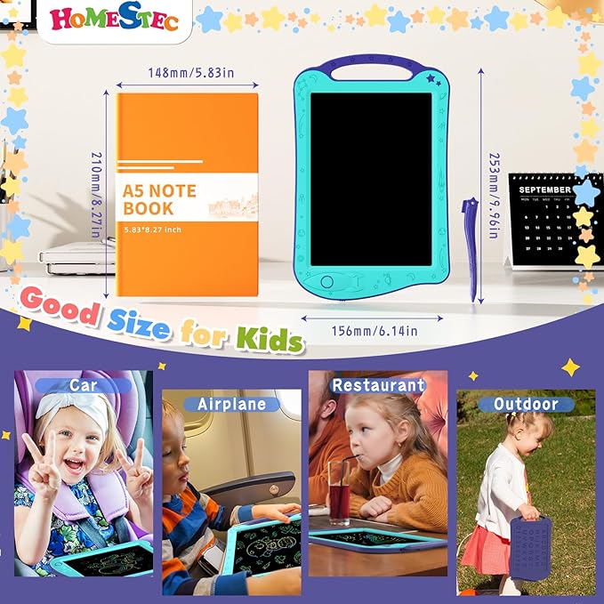 HOMESTEC Astrodraw Drawing Pad Toys, Colorful LCD Writing Tablet for Kids, Doodle Board for Toddlers 3 4 5 6 Years Old, Travel Sensory Space Toy for Boys Girls, Birthday Gift Idea,2pc