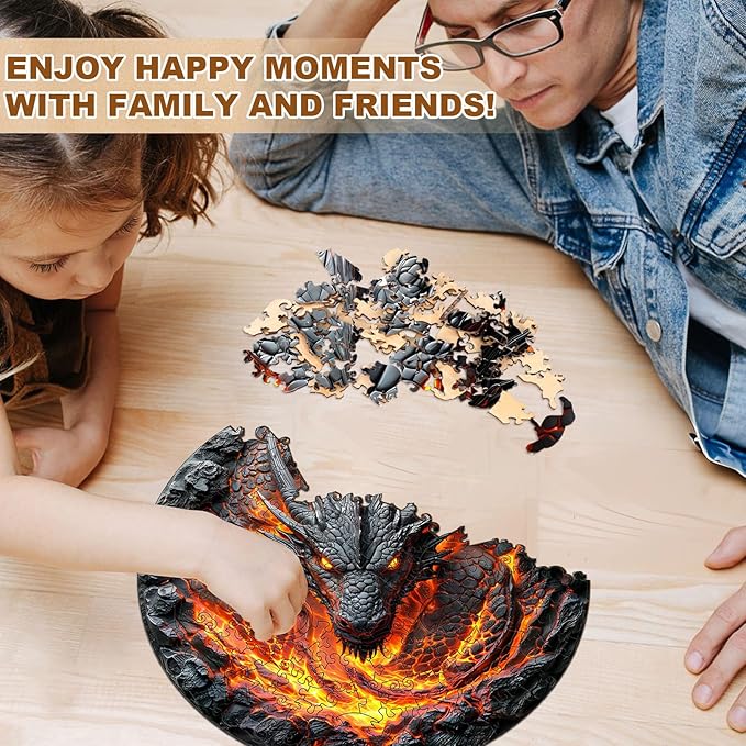 WOODBESTS Wooden Puzzles for Adults-3D Dragon, 100 Pieces Wood Puzzle (S-8.5 * 8.5in), Premium Art Shape Wooden Animal Jigsaw Puzzles, for Men/Women & Family Game Night
