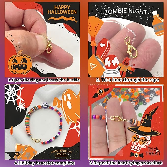 YMSDZHL 3300+PCS Clay Beads Bracelet Making Kit,Halloween DIY Flat Preppy Beads for Friendship Jewelry Making,Polymer Heishi Beads with Charms Gifts for Teen Girls Crafts for Ages 4-12