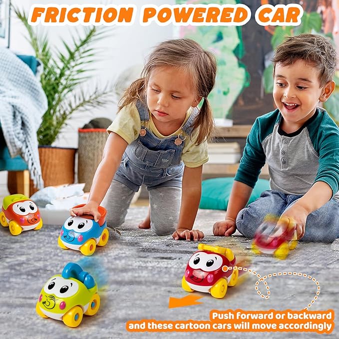 Marstone Toddler Toys for 1 2 Year Old Boys and Girls Gifts: Educational Elephant Slide with 4 Animal Cars Toys for Baby 12-18 Months, First Birthday Present Learning Push Truck Track Ages 1-2