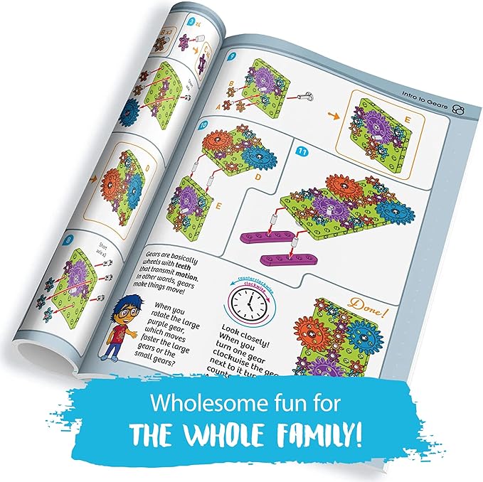 Thames & Kosmos Kids First: Intro to Gears STEM Experiment Kit for Ages 3+ | Build 4 Models, Learn About Gears, Power & Motion | Intro to Mechanical Engineering for Young Learners | Durable Parts