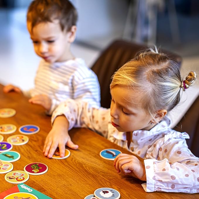 Montessori-Inspired Wooden Matching Game for Toddlers 2-4 Years - Durable, Scratch-Resistant 16 Card Set, Includes Carry Bag - Memory Game for Toddlers 2-4 Years - Cognitive Verbal Skills Development