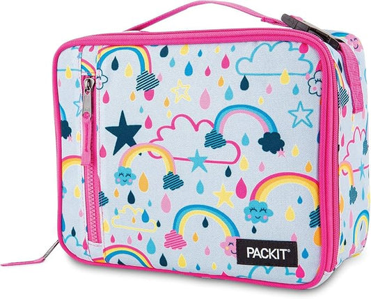PackIt Freezable Classic Lunch Box, Rainbow Sky, Built with EcoFreeze Technology, Collapsible, Reusable, Zip Closure With Zip Front Pocket and Buckle Handle, Perfect for School Lunches