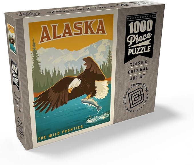 MyPuzzle Alaska: Eagle, Vintage Poster - Premium 1000 Piece Jigsaw Puzzle for Adults