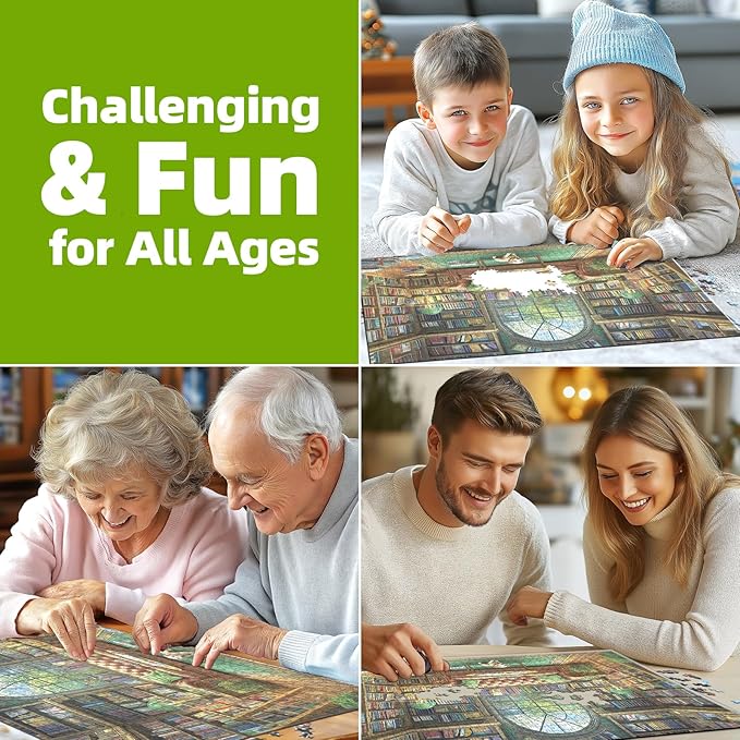 Reading Room 1000 Piece Puzzle for Adults Unique Book Room Puzzles for Adults 1000 Pieces Library Bookshelf Jigsaw Puzzles 1000 Pieces Family Challenging Puzzle (27.5"x19.6")