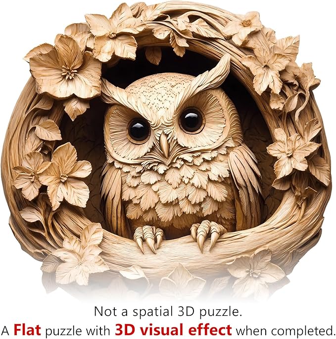 WOODBESTS Wooden Puzzles for Adults, 3D Owl Wood Puzzles Adult(300 Pieces, L, 13.4 * 13.4in), Unique Shape Wooden Animal Jigsaw Puzzles, Birthday Gifts for Adults Family Game