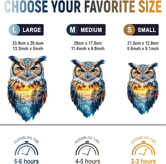 Wooden Jigsaw Puzzles, Forest Owl Wooden Puzzles for Adults with Unique Shape, Adult Jigsaw Puzzle, Birthday Gifts for Adults Women Men, 11.4"x6.9" - 120pcs
