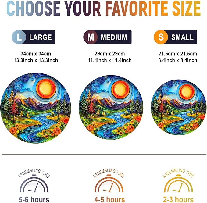 Wooden Puzzles for Adults - Unique Animal Shaped Sunrise Scenery Puzzle, 3D Vision Wooden Jigsaw Puzzle, Christmas Birthday Gifts for Friends/Family, Home Decor 11.4 * 11.4in 200pcs