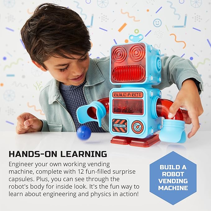 Discovery DIY Prize-Pod Robot Kit, 52-Piece Vending Machine Building Set, 12 Transforming Capsules, Educational Science Experiment, Engineering STEM Project, Robotics Toy Gift Kids Age 8+