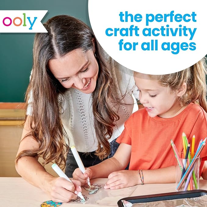 Ooly Shrink-Its 28 PC DIY Shrinking Art Kit That Creates Charms and Tags, Includes 20 Plastic Pre Cut Charms and More No Mess Art for Kids, DIY Gifts for Kids, Ideal Party Favor - Garden PALS