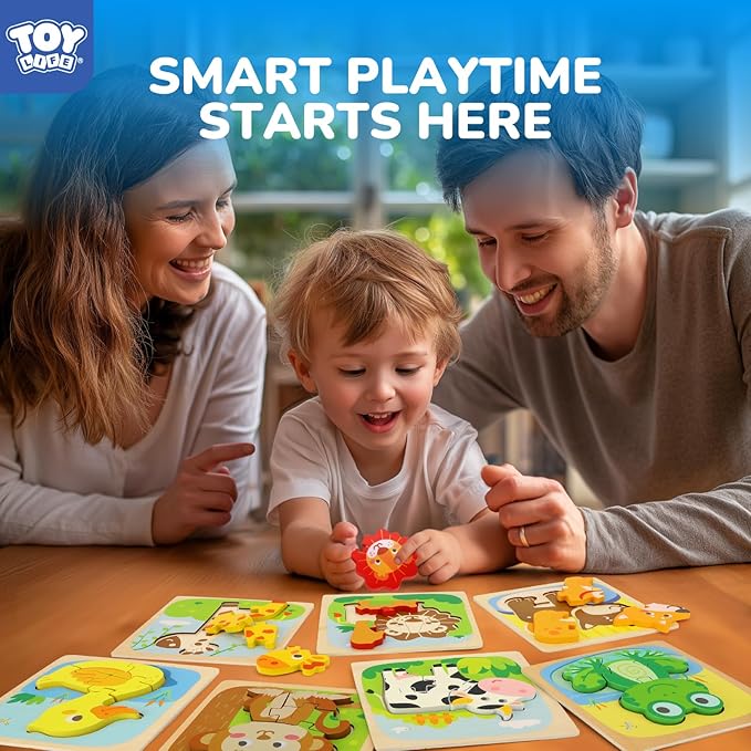 TOY Life Toddler Puzzles Ages 2-4, Wooden Puzzles for Toddlers 1-3, 7 Pcs Animals Puzzle 2 Year Old, Montessori Toddler Boys Girls Toys 2-3, Educational Gift Learning Toys for 2 Year Old