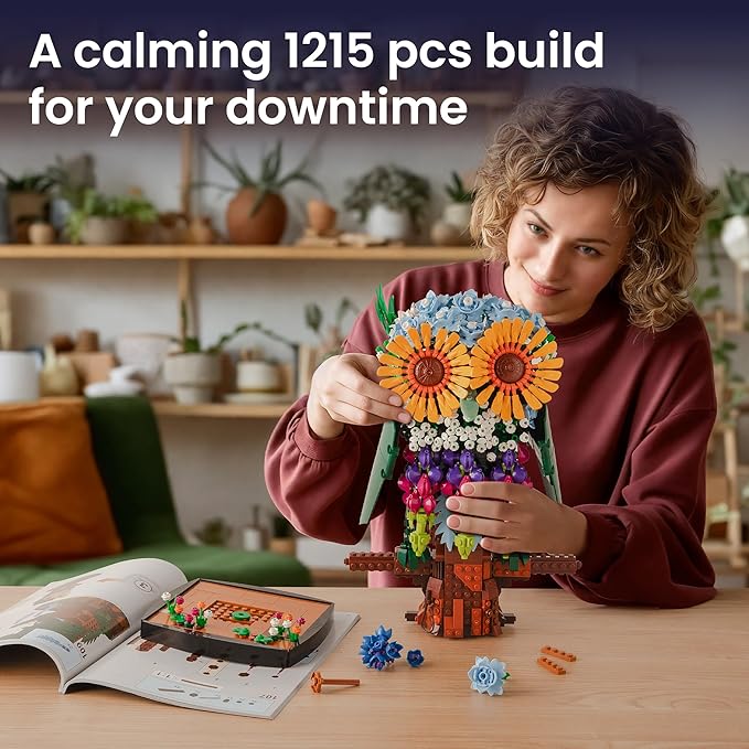 Sillbird Flower Owl Building Set for Adults and Teens, Buildable Floral Animal Model Kit for the Home Decor & Office Display, Birthday Gift Toys for Women Girlfriend Kids age 10 Years and up(1215 Pcs)