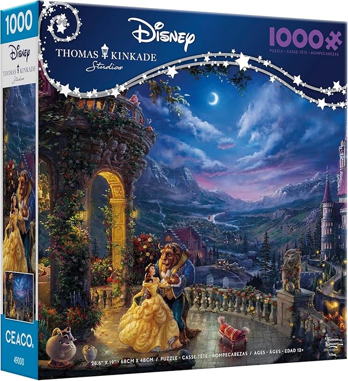 Ceaco - Thomas Kinkade - Disney - Beauty & The Beast Dancing in The Moonlight - 1000 Piece Jigsaw Puzzle