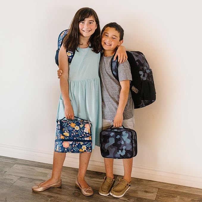 Wildkin Kids Insulated Lunch Box – Durable and Reusable for School & Travel - Black Camo