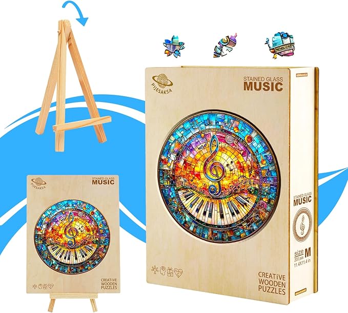 Wooden Puzzles for Adults, Wooden Jigsaw Puzzle for Adults, 100 Pieces, Stained Glass Piano Wood Puzzles Adult, Unique Shape, Gifts for Women and Men, Wall Art Canvas Puzzle(S -8.5 * 8.5in)