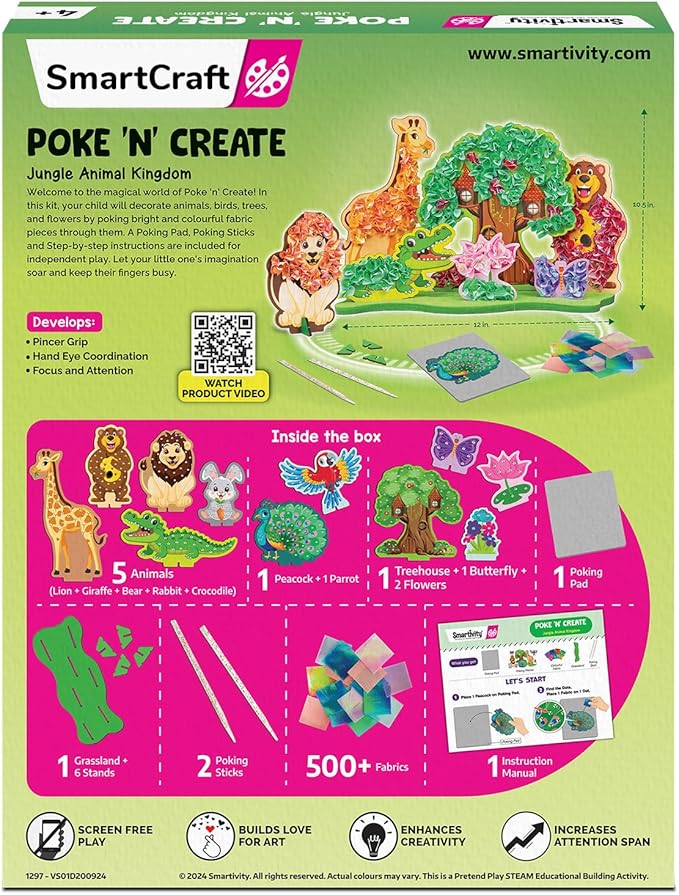 Smartivity Poke ‘n’ Create DIY Kit for Kids 4 to 10 Years, Creative Birthday Gift for Girls & Boys Age 4-5-6-7-8-9-10, DIY Art & Craft Activity Kit