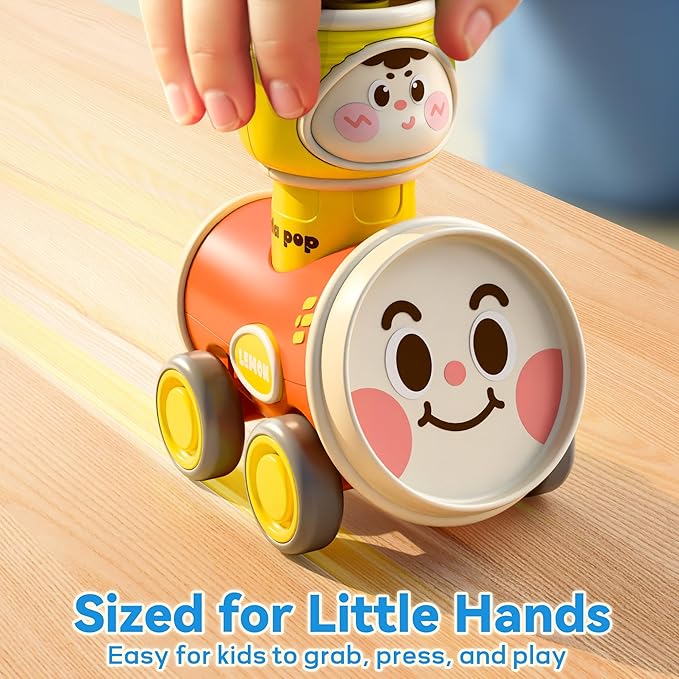 iPlay, iLearn Press to Go Car Toys Set for Toddlers 1-3, Baby Push Go Friction Racing Cars, Infant Play Vehicle Set, 1st Birthday Gifts for 6-9-12-18 Months, 1 2 3 One Years Old Boys Girls Child Kids