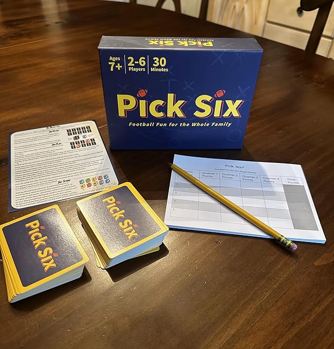 Pick Six – The Ultimate Football Themed Card Game! Strategic Card Game for Kids and Adults. Great for Parties and Game Nights. 2-5 Players, Ages 7+.