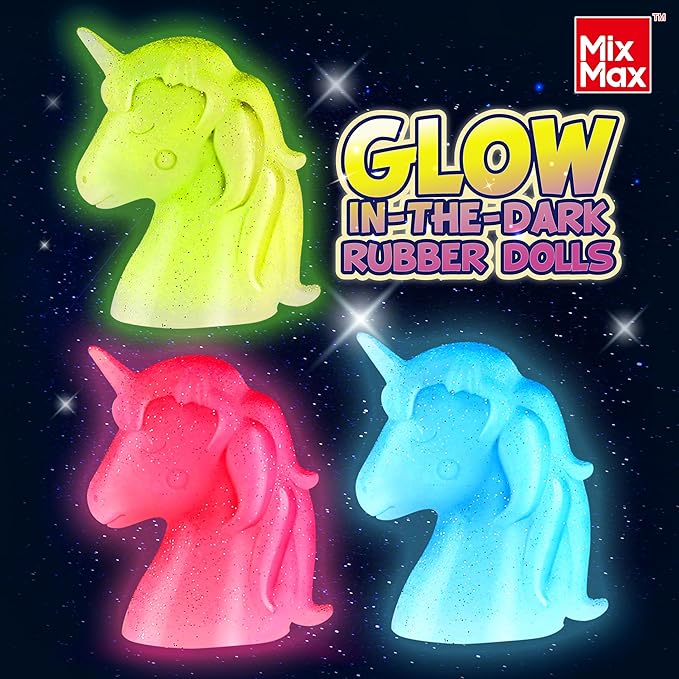 MixMax Make Your Own Squishies Toys, 6 Packs Rubber Dolls Making Kit for Kids Glow Jumbo Glitter Silicone Squishy Craft Kit for Girls 6-12 Nice Boy Party Activities
