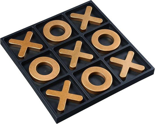 Classic Tic Tac Toe Game, Strategy and Fun Games for Kids, Tabletop Board Games, Party Favours for Kids，Golden Tic-Tac-Toe Board Temperament Home Décor,Gold