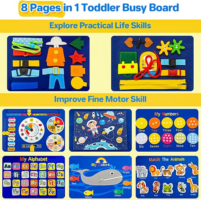 Toddlers Montessori Busy Board Toys for 1 Year Old Boy Gifts, Educational Preschool Learning Travel Toys for Toddlers 1-3, One Year Old Boys Girls 1st Christmas Birthday Gifts Age 1-2-4