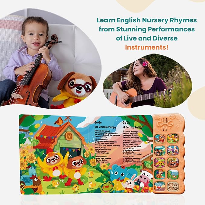 GO GO Spanish Musical Book Vol 3: 8 English and Spanish Books for Kids, Bilingual Toys for Toddlers 1-3, Learning Toys for Toddlers 1-3, Libro Interactivo para Niños