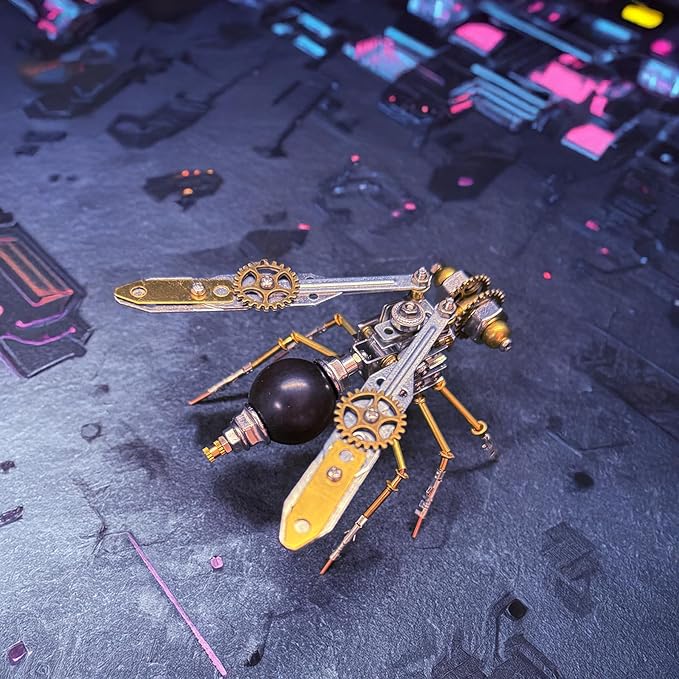 Metal Insect Bug Mechanical Steampunk Sculpture Insect Clockwork 3D Steampunk Metal Puzzle Kits for Adults (Mechanical Wasp)
