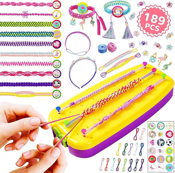 LQELAE 189 PCS Friendship Bracelet Kit for Girls, Arts and Crafts for Kids Ages 8-12, Birthday Gifts for 8 9 10 1112 Years Old, Jewelry Making Kit for Girls 8-12, Christmas Gifts for 8-12