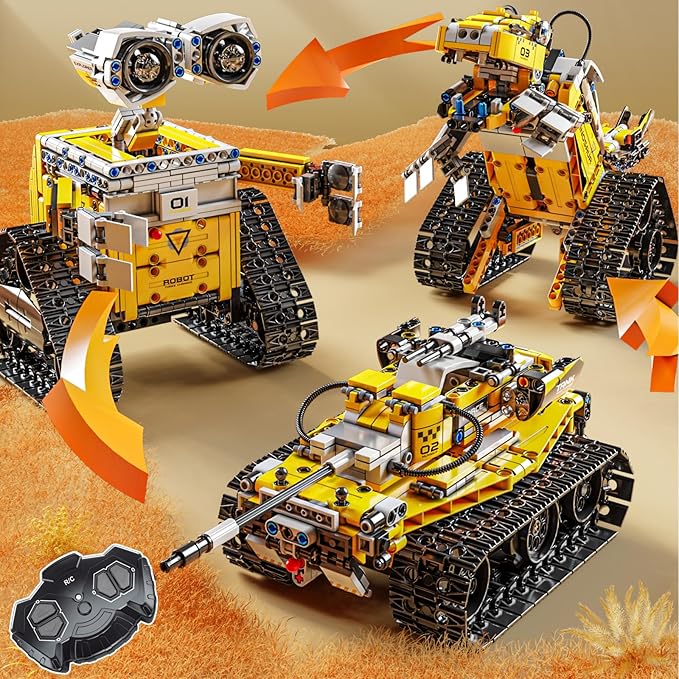 Robot Building Set with Remote Control, Tracked RC Robotics Building Toys Kit, 3 in 1 Models | Wall Robot/Mech Dinosaur/Military Tank Assembly Toy for Kids and Adults (632pcs)