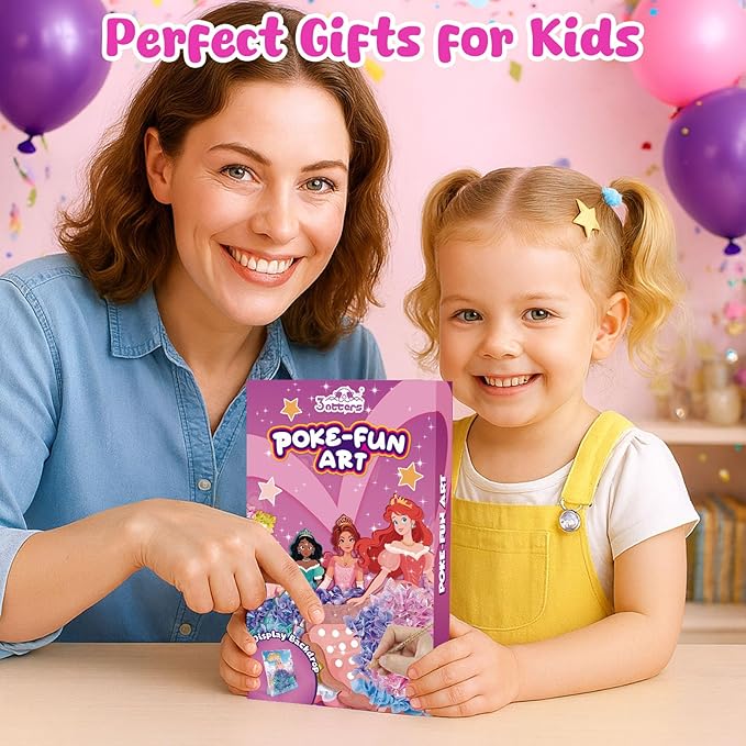 3 otters Poke in Art, Magical Princesses Party Favors Pretty Princess Game for DIY Crafts Birthday Gifts Classroom Prizes for Girls