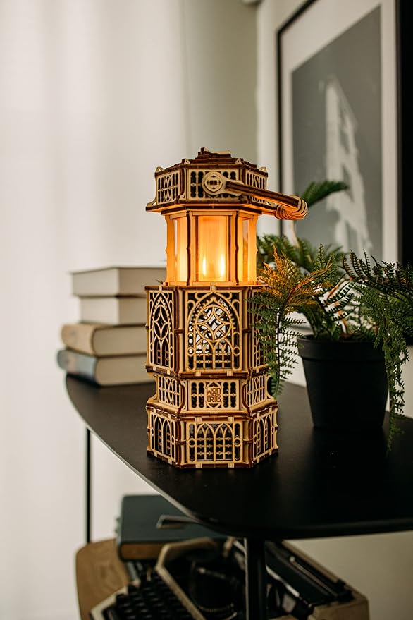 Wood Trick Antique Lantern Luminous LED 3D Wooden Puzzles for Adults to Build - 2-Mode Lighting - Engineering DIY Project Mechanical 3D Puzzle Model Kits for Adults
