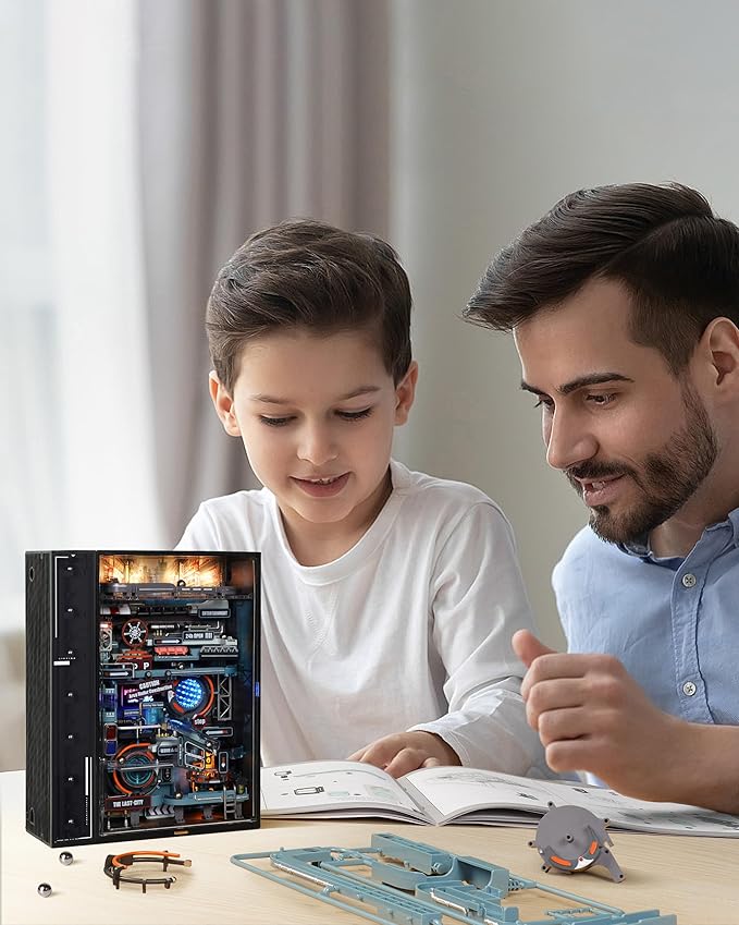 RoWood 3D Puzzles,Electric Marble Run Model Kit,130Pcs,Assembly Time 5H,Miniature Parallel World MR01S,Dynamic Models,Creative Gifts for Adutls&Teens