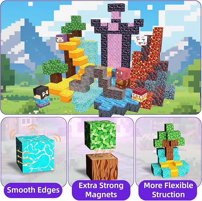 Magnetic Blocks 120PCS Magnetic Building Blocks for Kid 3+, Building Toys for Kid Boys Girls, STEM Sensory Gift for Birthday