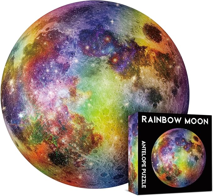 Antelope 3 in 1 Round Puzzle Bundle - Rainbow Moon, Space Jigsaw With Mercury and Jupiter - 1000 Piece Planet Puzzle