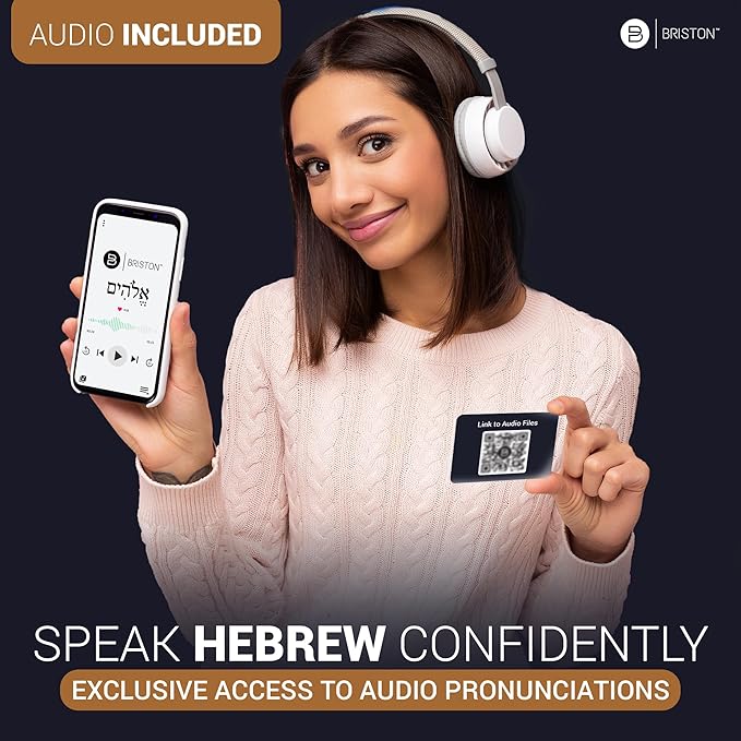 Briston Hebrew Biblical Terms Flash Cards - 75 Cards for Learning Hebrew & English Biblical Language - Ideal for Bible Study, Schools, Homeschooling, Religious Education & Deep Knowledge