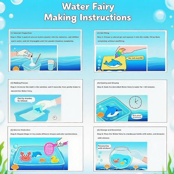 TSMJUWND Magic Water Elf Toy Kit with 20 Magic Gels & 30 Molds DIY Squishy Maker for Kids Girls Boys Birthday Gift Chrismas Festival Party Favors