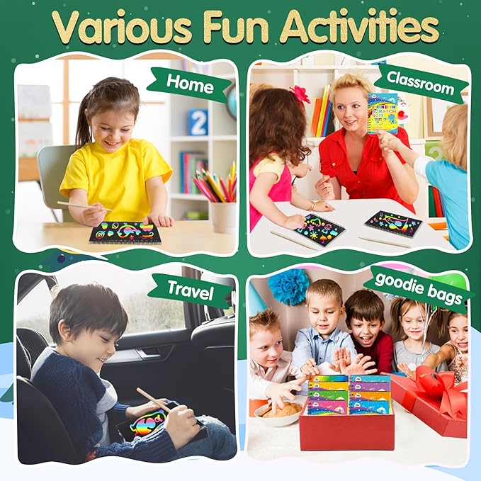 ZMLM Scratch Art Party Favors: 36 Pcs Birthday Gifts Goodie Bags Stuffers Rainbow Scratch Paper Craft Notebooks for Kids 4-8 Classroom Prize Students End School Supplies Toy Girls Boys Return Gift