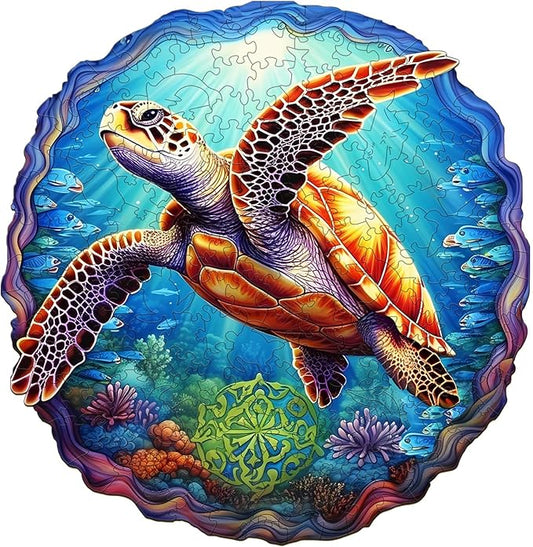 Masseruon 1000 Piece Puzzle for Adults, 26.6 * 26.6in Deep Sea Turtle Puzzle for Adults, 1000 Pieces Jigsaw Puzzles, Adult Puzzles Game, Unique Gift for Women Men