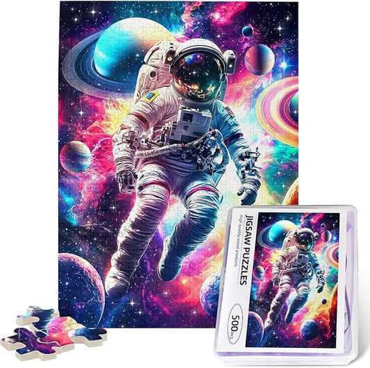 Solar System Puzzles for Adults 500 Piece Galaxy Outer Astronaut Exploration Puzzles Colorful and Unique Challenging Puzzle for Game Nights