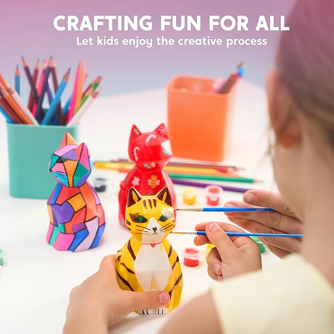 Klever Kits DIY Night Light- Paint Your Own Cat Lamp- Arts & Crafts Kit School Activities Art Supplies Toys Painting Kits, Birthday Gifts for Girls Boys Aged 6+