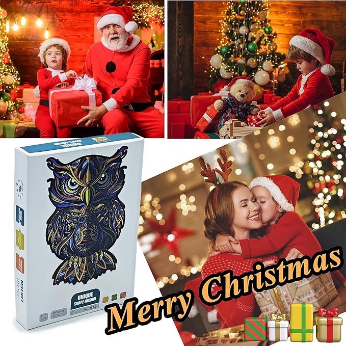Wooden Jigsaw Puzzle for Adults,Owl Animals Shaped Magic Puzzle Pieces Best Gift for Adults,Can be Used as a Cool Mouse Pad,212pcs,(16.14 * 10.43 inches)