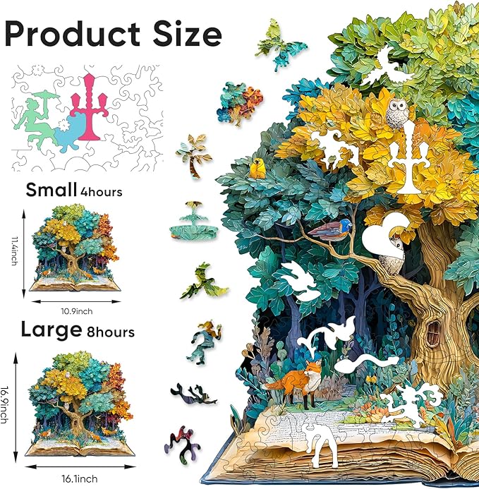 Wooden Puzzles for Adults, 500 Pieces Tree Book Wooden Jigsaw Puzzles, Unique Shaped Puzzle Gift for Adults and Kids on Birthday, Thanksgiving, Challenging Family Puzzle Games (16.9“*16.1")