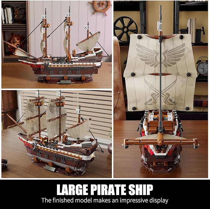 TYCOLE Pirate Ship Building Set with Lights - Mayflower Ship Model Toy,Great Home&Office Decoration for Pirates Fans,Idea Choice for Adults and Boys Aged 8-14 as Birthday, Christmas Gifts(2076PCS)