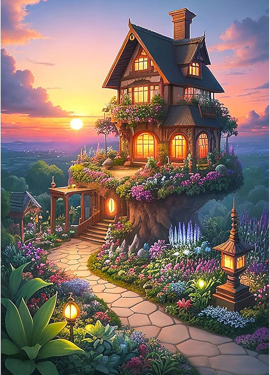Puzzles for Adults 1000 Pieces, Jigsaw Puzzles Challenging Night Game, Fairytale House Puzzles Interlock Perfectly No Dust for House Decoration, Birthday Party Holiday Toy for Parents Kids