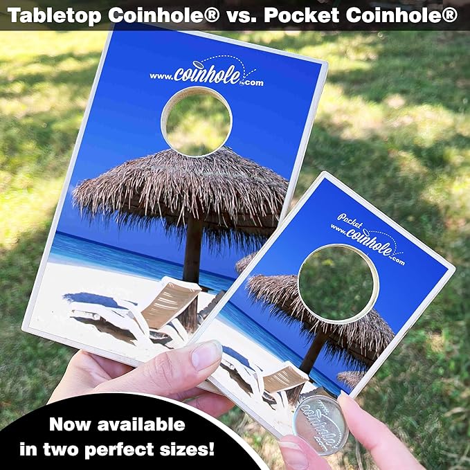 Coinhole Desktop Coin Bouncing Party Game Set | Tabletop Cornhole Board Game | Small Cornhole Travel Game Includes Coins