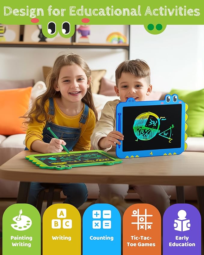 TEKFUN LCD Writing Tablet for Kids, 12 Inch Doodle Board for Toddler, Colorful Drawing Tablet, Reusable Electronic Pads Educational and Learning Toys Gifts for 3-13 Years Old Boys and Girls (Green)