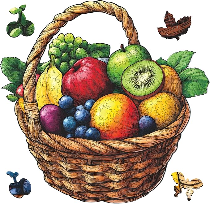 delobil Wooden Puzzles for Adults 500 Pieces,Fruit Jigsaw Puzzles,Royal Size Unique Shaped Wood Puzzles Beautiful Gift Package, Creative Birthday Gift for Friends and Family 16.5''x16.5''