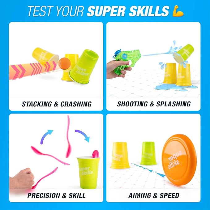Super Skills Outdoor Yard Game – Summer Backyard Games for Kids 8 and Up, Teens & Adults - Fun Water Party for The Whole Family