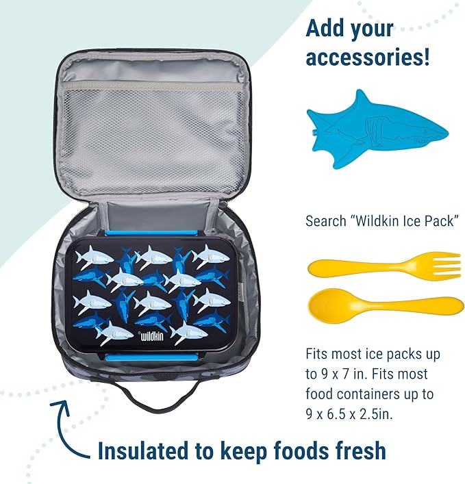 Wildkin Kids Insulated Lunch Box – Durable and Reusable for School & Travel - Black Camo